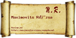 Maximovits Rózsa névjegykártya